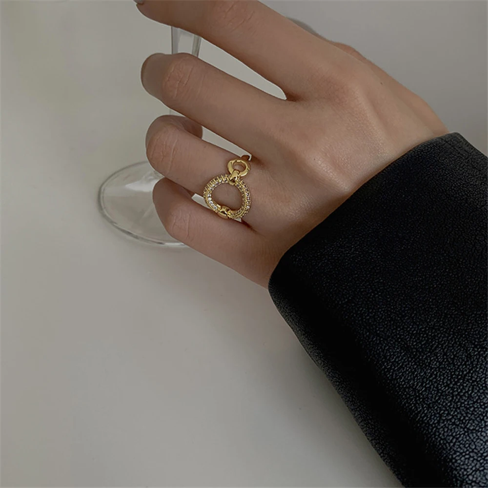 

in 2021 Hip Pop Personality Open Finger ring The geometric Adjustable Rings Female Temperament Tide Ring Party Gifts