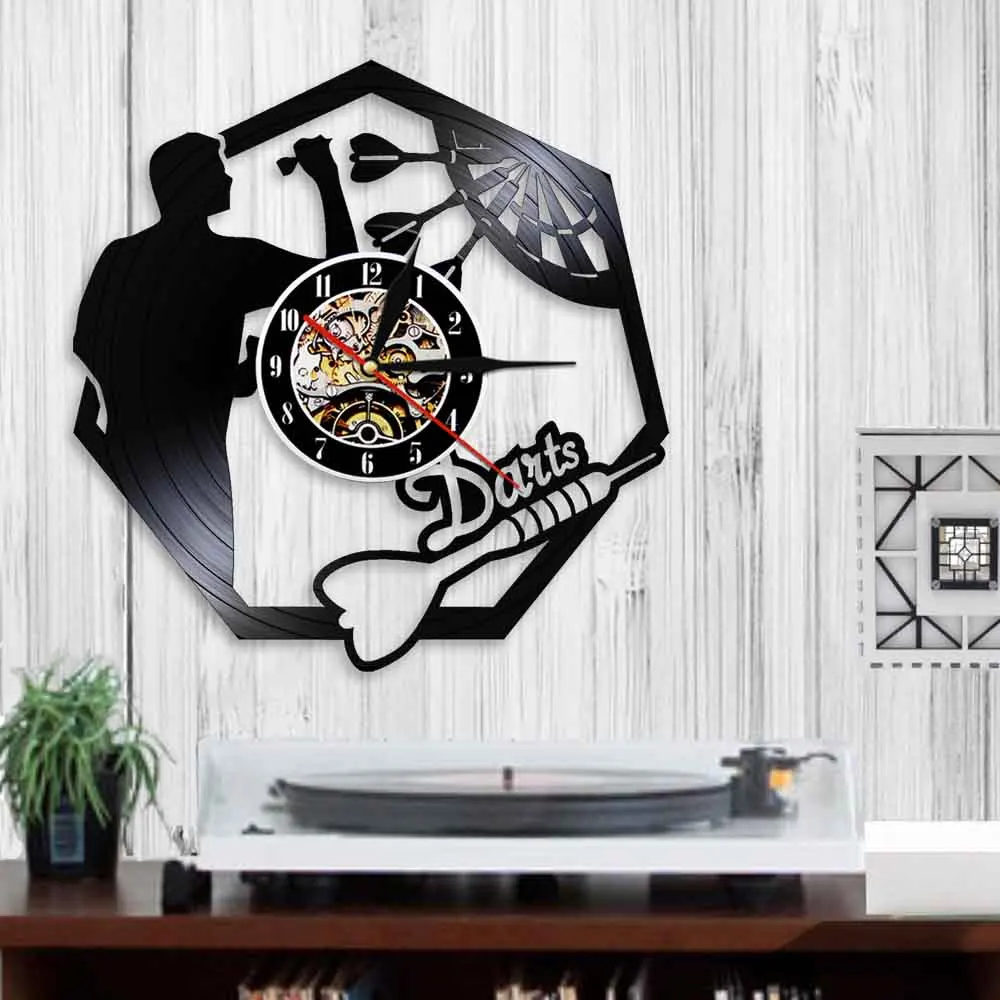 Настенные часы дротика с виниловой пластиной современный дизайн настенные