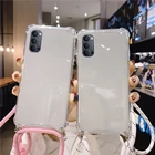 Роскошный силиконовый чехол с ремешком для телефона Oppo Reno 6 5 4 3 2 Pro 5G Find X3 A53 A94 A9 A74 A15 A72, ультратонкое ожерелье, чехол для троса