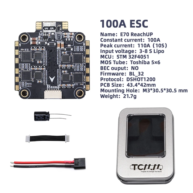 Bluetooth контроллер полета TCMMRC Контроллер 100A ESC 3-8S Dshot1200 4 в 1 FPV Racing Drone Racer | Игрушки и
