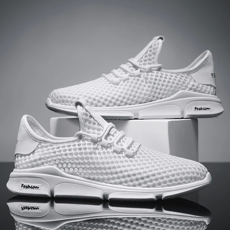 Brand Mesh Men Skateboarding Shoes Black Footwear Sneakers Flat Male Walking Shoes Summer Soft Outdoor For Men Rubber Shoes