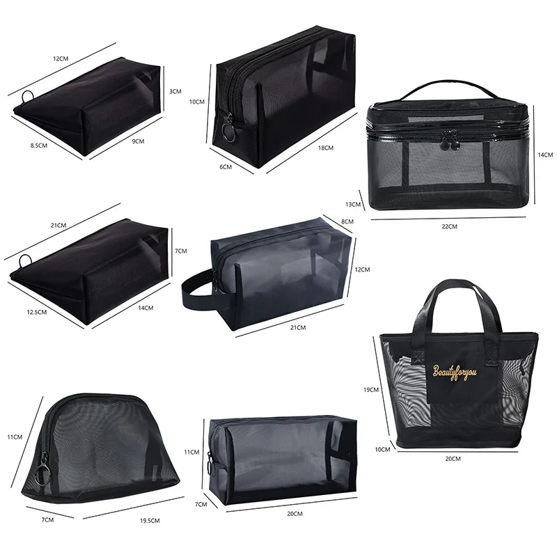 

Women Men Portable Cosmetic Bag Transparent Travel Essential Organizer Fashion Large Black Toiletries Storage Bags Makeup Pouch