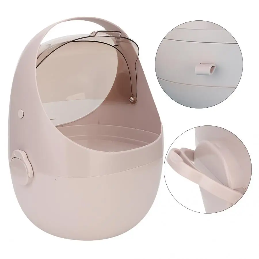Beauty Cosmetics Case Desktop Portable Makeup Organizer Cosmetic Storage Box Jewelry Container with Lid Round Pink Make-Up Tool | Красота и