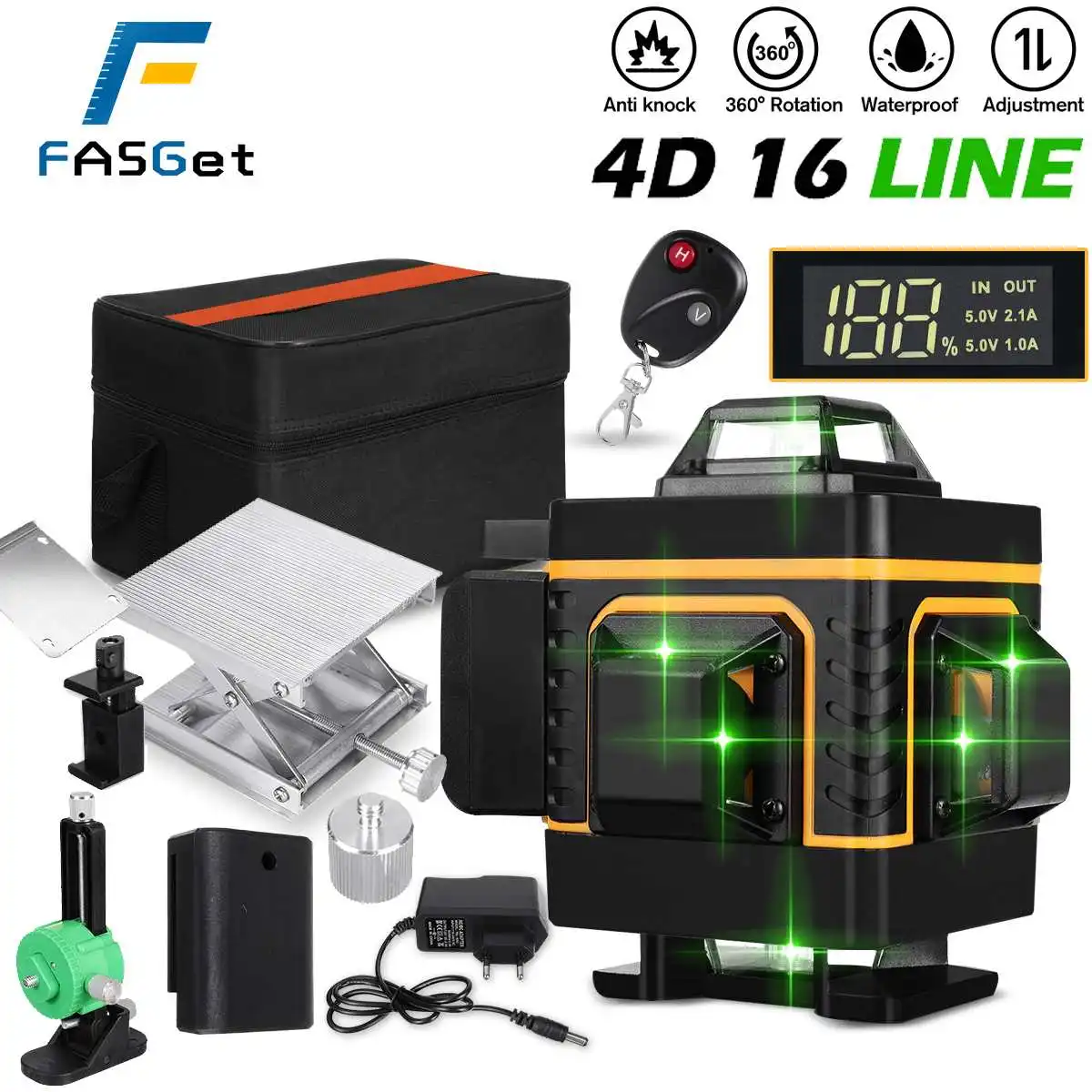 

16 Lines Laser Level 3D/4D Level Self-Leveling 360 Horizontal Vertical Cross Super Powerful Laser Level Remote Control