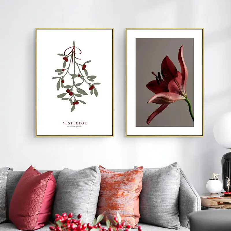 Картина в стиле красного вина Настенная картина Постер радость Рождество рога