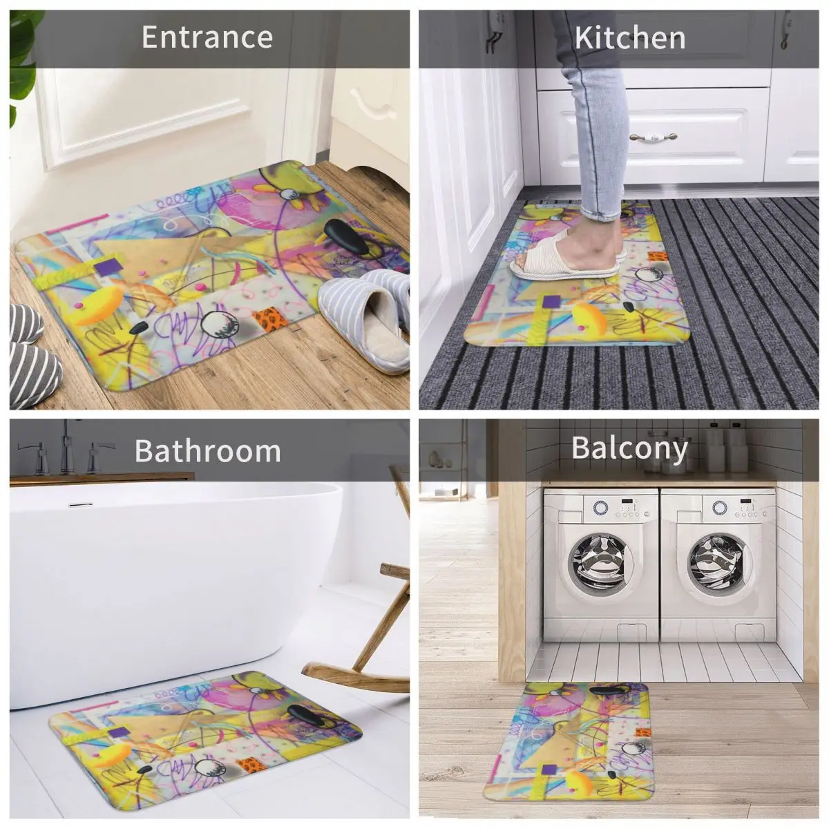 Абстрактный полиэстеровый коврик нескользящий Противоскользящий для ног вход