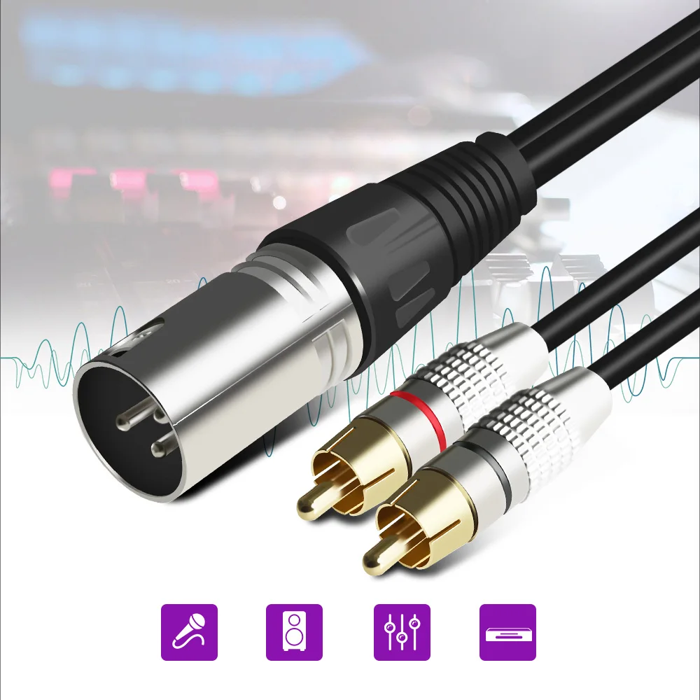 Аудио кабель RCA штекер 2 XLR 3 контактный Мужской Женский пушечный усилитель