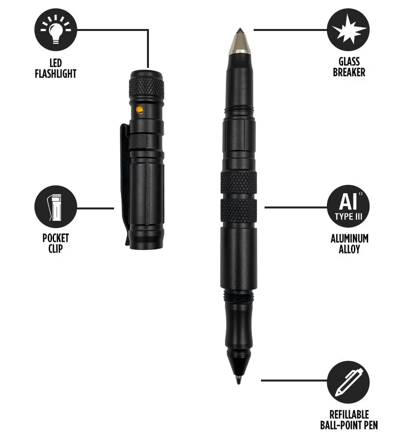 Военная Тактическая Ручка для выживания принадлежности самозащиты фонарик