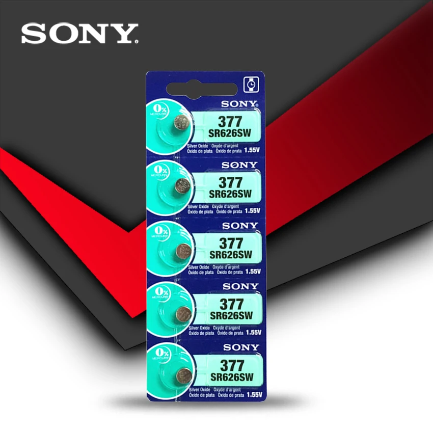 

5pc For Sony Original 377 SR626SW SR626 AG4 1.55V Silver Oxide Watch Battery SR626SW 377 376 Button Coin Cell MADE IN JAPAN