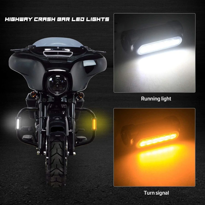 

Motorcycle Highway Bar Lights Switchback Driving for 1-1/4 Inch Crash Bars Touring Bikes Motorcycle Lights