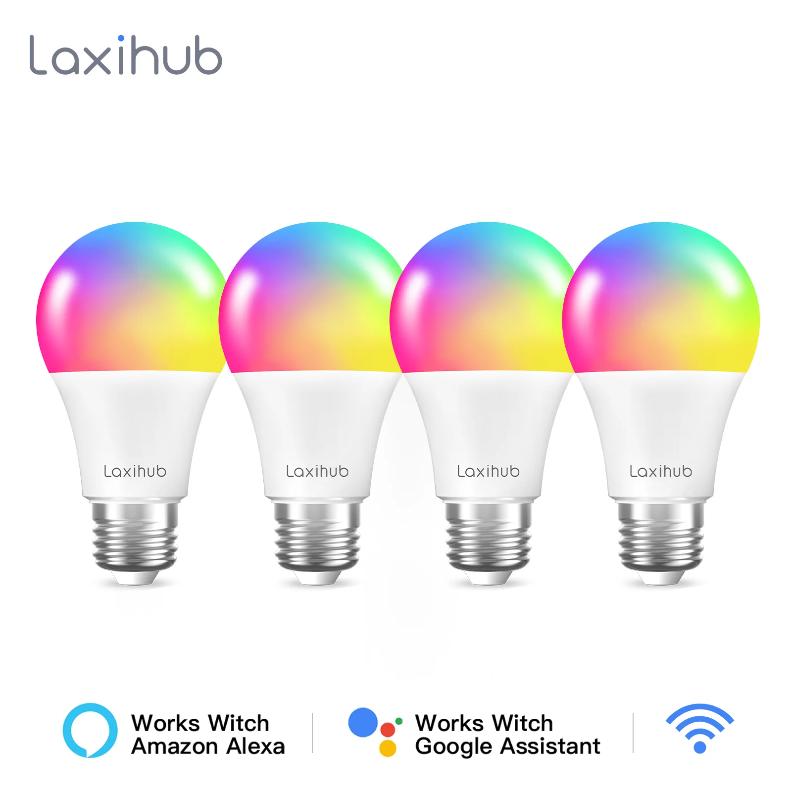 Muda de Cor Compatível com Alexa Laxihub-lâmpada Inteligente Wi-fi 4 Peças E14 C37 110v 220v Google Home Led Rgb Que