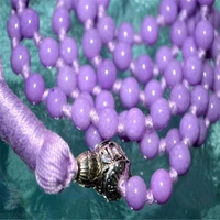 6mm purple jade gemstone 108 beads tassels mala necklace fancy cuff lucky healing bless wristband