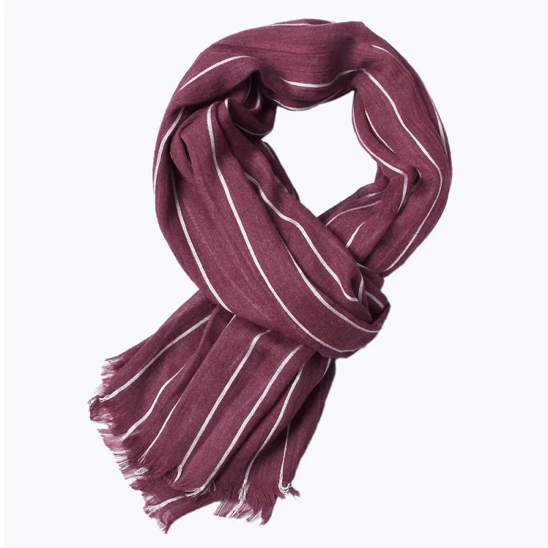 

Vintage Literary Style Stripe Men Scarf Fringe Cotton Linen Scarves Men Winter Outdoor Warm Long Shawl Soft Muffler 100x190cm