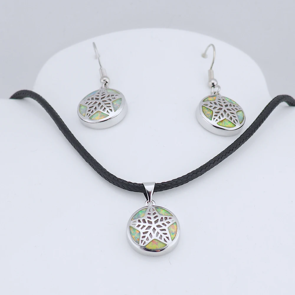 Женская кожаная цепочка с серебряным покрытием огненным опалом для дня рождения