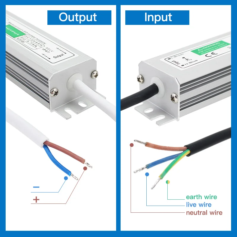 Трансформатор для освещения 12 В 24 водонепроницаемый IP67 10 Вт 20 30 50 60 100 120 150 |