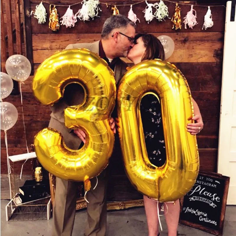 32 дюйма воздушные шары из фольги в виде цифр жемчуг черный латексные арки с новым