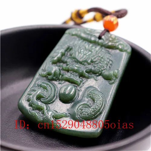 Натуральный китайский Нефритовый дракон кулон ожерелье Модные аксессуары