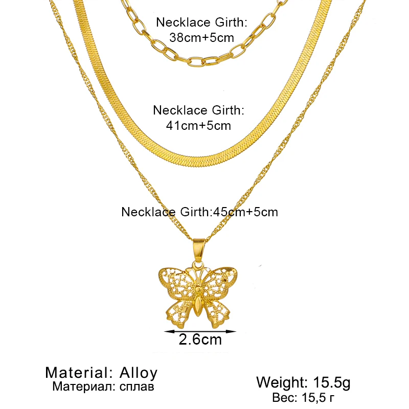 

UMKA Gold Chain Butterfly Pendant Choker Necklace for Women Layered Charm Choker Necklaces Boho Beach Jewelry Gift Cheap 2021