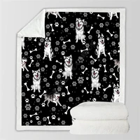 cute husky cozy premiun fleece blanket 3d printed sherpa blanket on bed home textiles 02
