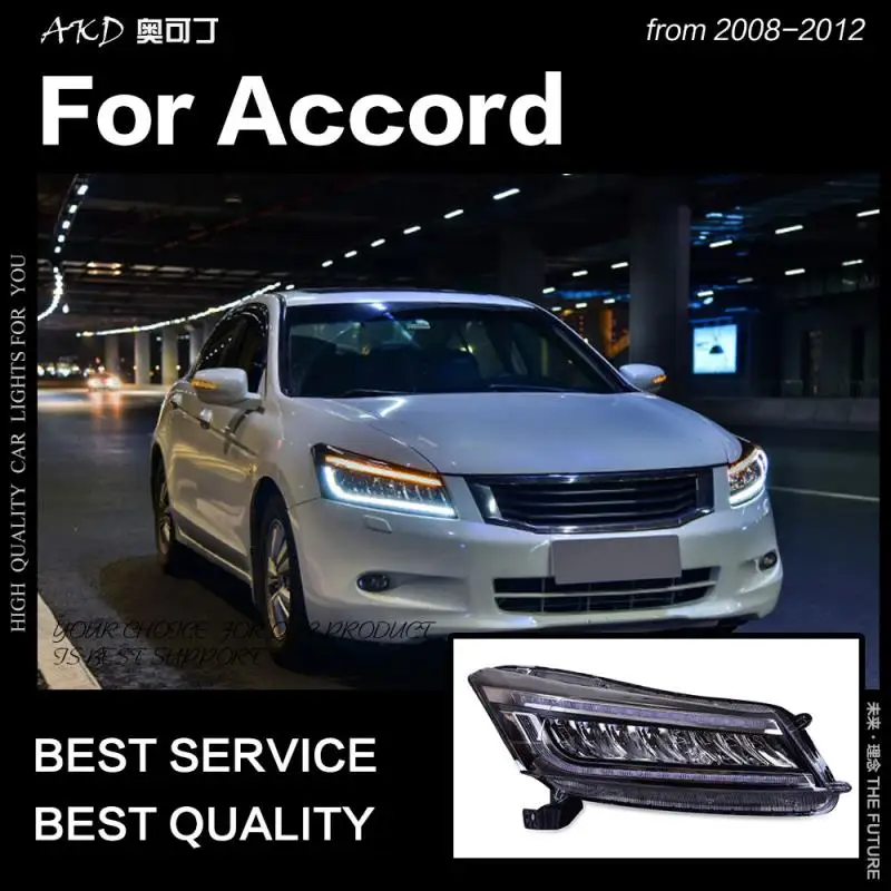 

Car Styling Head Lamp case for Accord Headlights 2008-2012 Dynamic Signa LED Headlight LED DRL H7 D2H Hid Angel Eye Bi Xenon