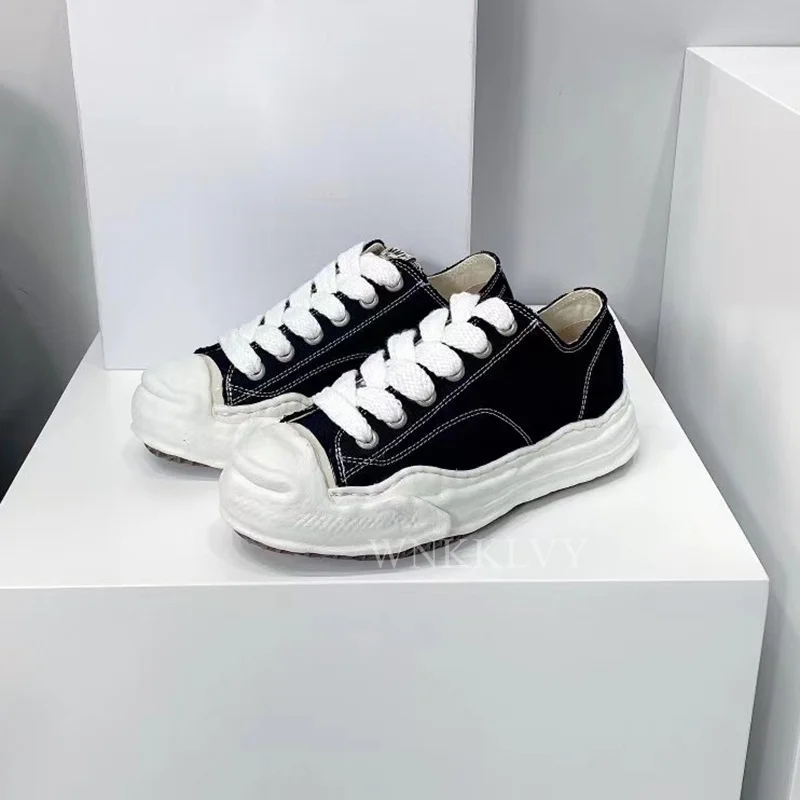 

Casual Shoes Women New Round Toe Flat Platform Canvas Lace Up Mixed Color Sneakers Spring Fashion comfortable Small White Shoes