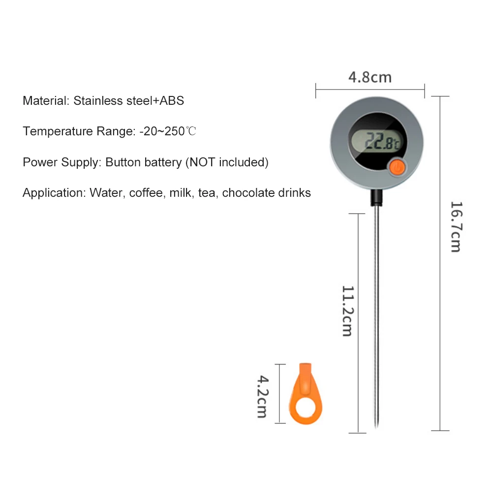 

Coffee Thermometer Quick-display Analog Dial Thermometer -10~100 Temperature Gauge Dial SS Probe Instant Thermometer