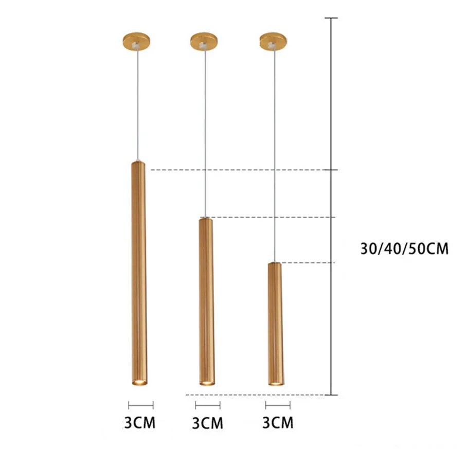 

Thrisdar Cylindrical Long Tube Bar Table Pendant Lamp Nordic Dinning Room Restuarant LED Pendant Light Hanging Lamp