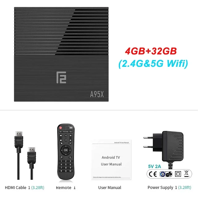 4GB 32GB A95X F2 Android 9,0 ТВ приставка LPDDR3 4G 64G Google голосовой пульт Amlogic S905X2 четырехъядерный двойной Wifi BT 4,2 4K HD 2,1 PK X96 max - Цвет: 4GB 32GB