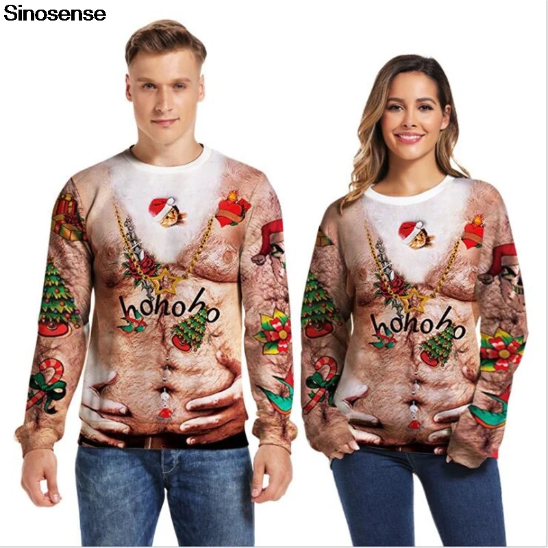 Унисекс Уродливый Рождественский свитер 3D Забавный пуловер свитшот с принтом