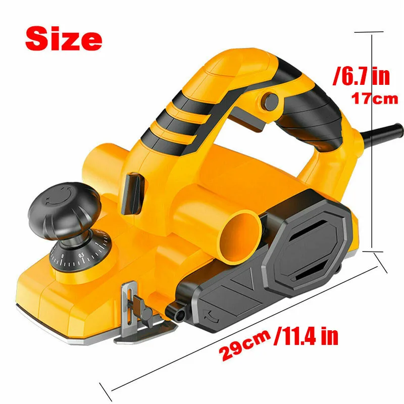 

220V 1100W Power Electric Wood Planer W/ Dust Bag 82mm Blades Variable Speed Power Tool Hand Woodworking Cutting Machine