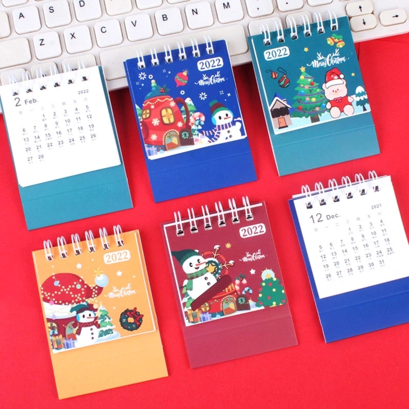 

2022 Cartoon Mini Christmas Desk Calendar Stand Up for Daily Planning Organizing