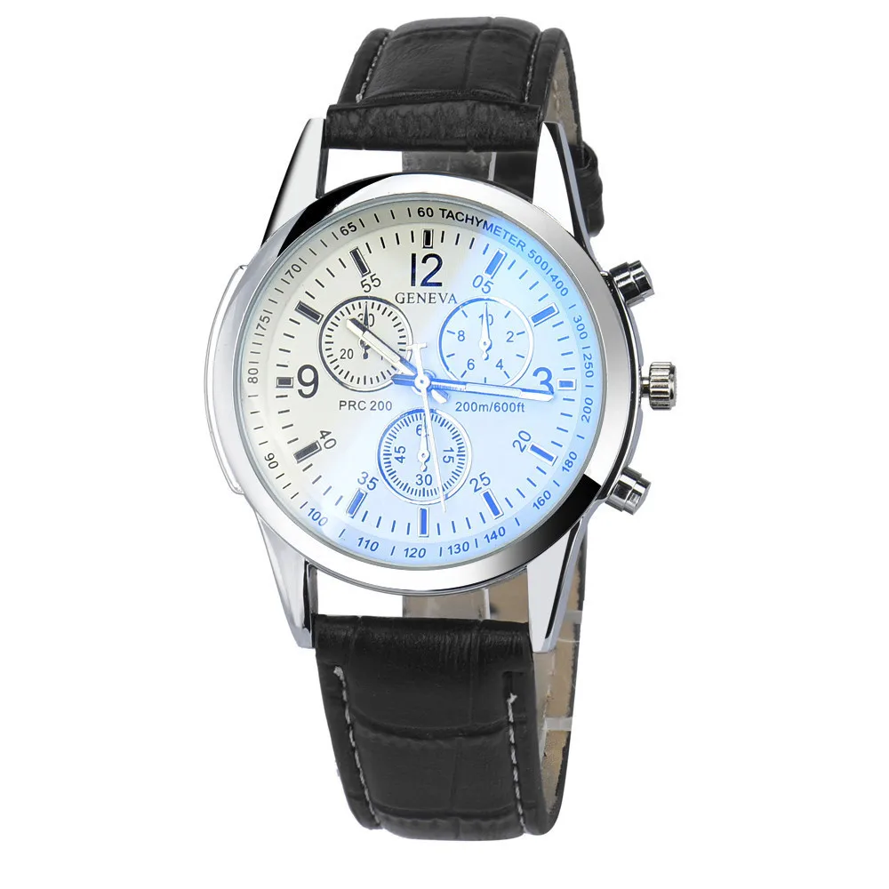 

Montre de luxe pour hommes, à Quartz analogique, avec calendrier, en acier inoxydable bleu Blue glass belt men's watch , gift