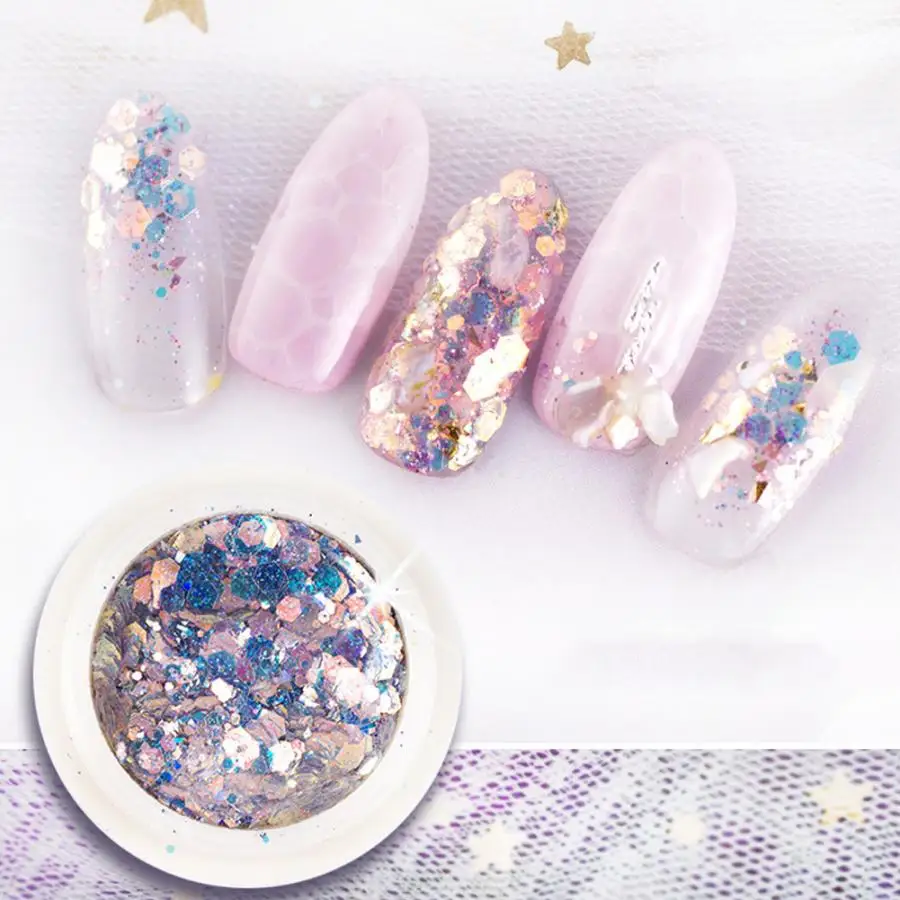 

Nail Art 8 Colors Nail Sequins Nail Art Decoration Shining Sequins Accessory for Nail Art Salon Glitter