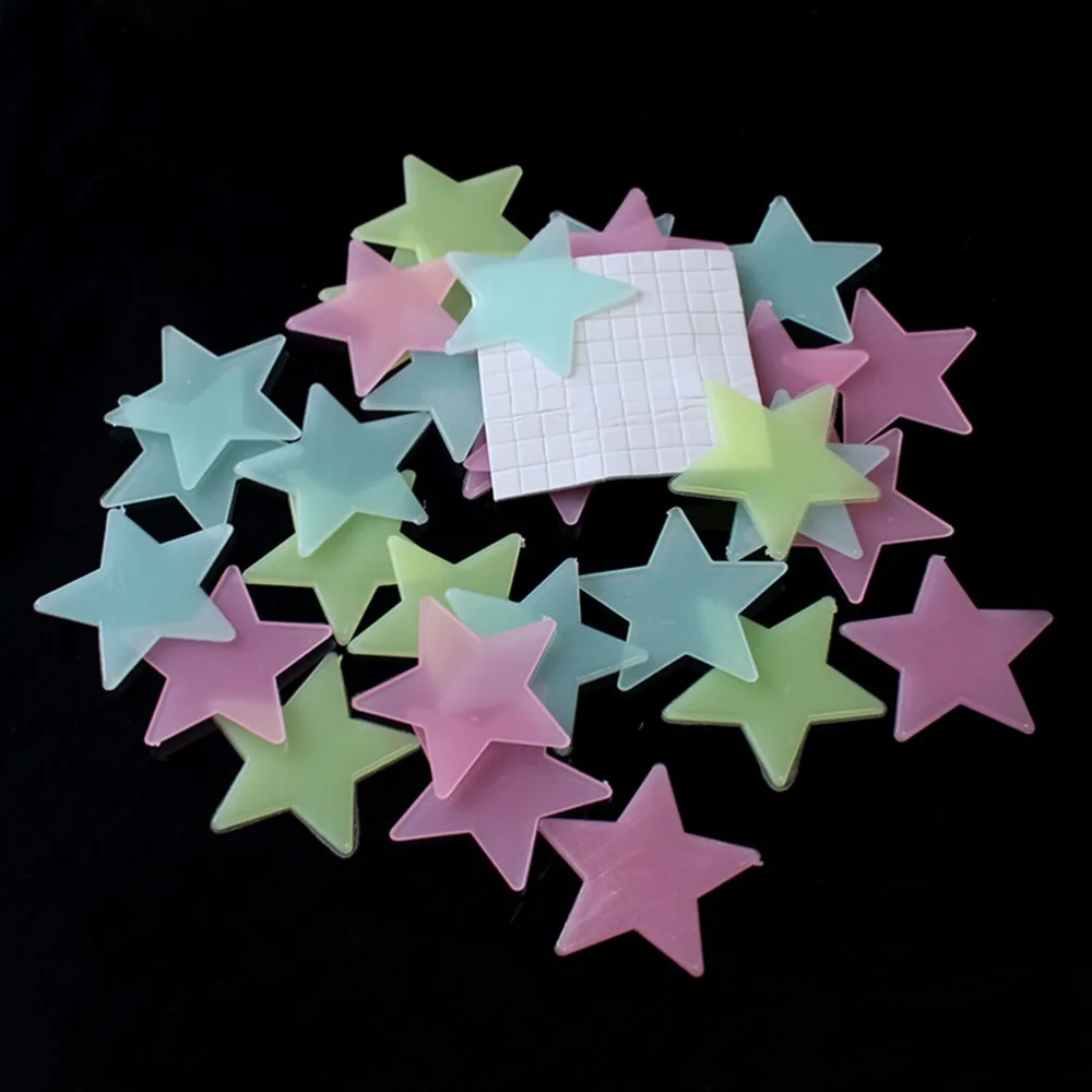 

ZLinKJ 100 шт. домашний декор настенные наклейки стикеры наклейки для детской спальни цветные светящиеся звезды флуоресцентные обои