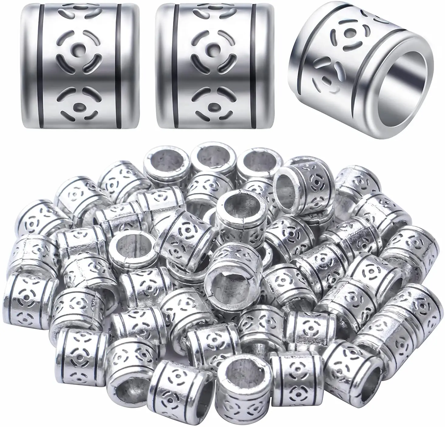 

50 шт., серебряные бусины в античном стиле