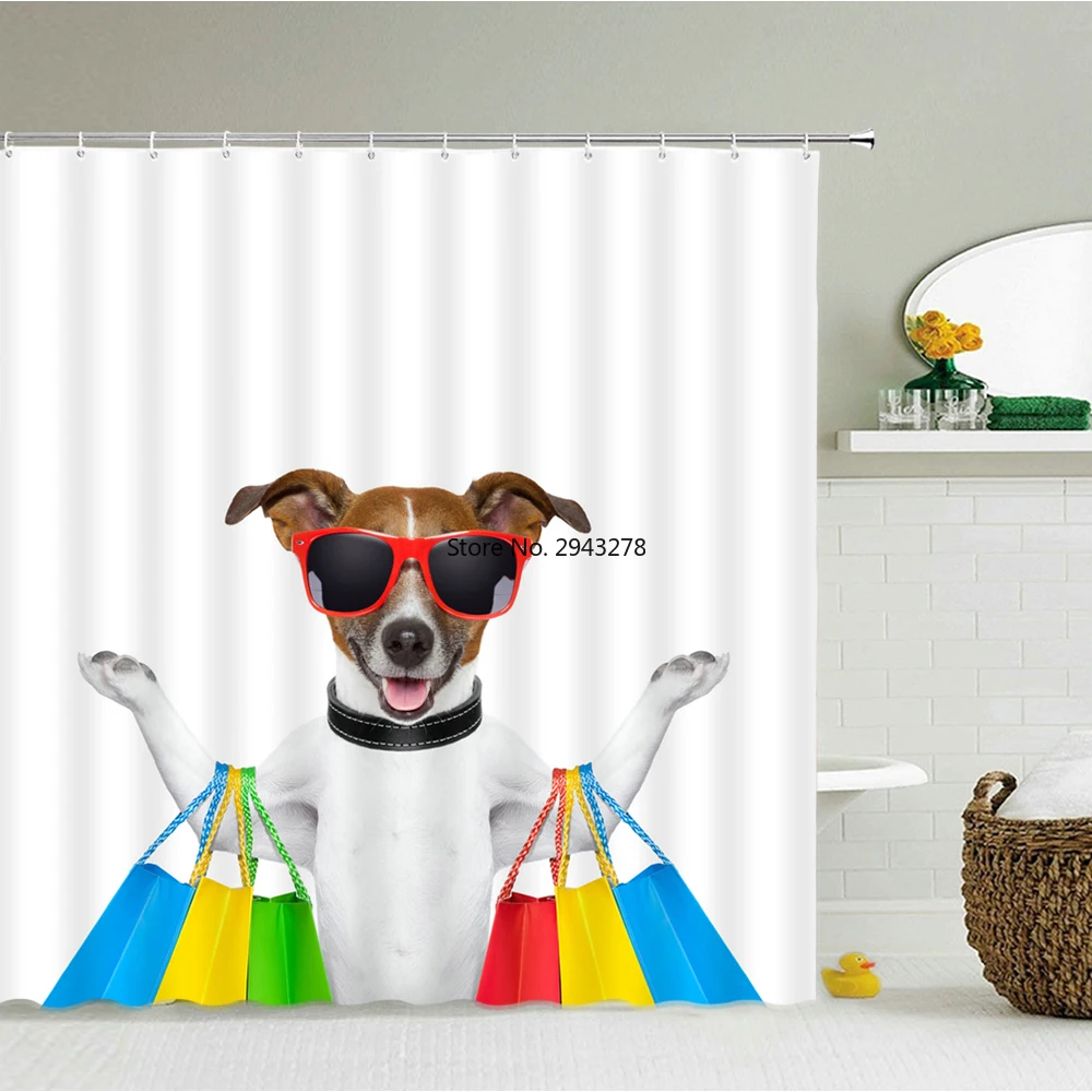 

lovely Cat Dog Owl Octopus Shower Curtains 3d Bathroom Curtain Printing Animal Polyester Cloth With Hooks 240X180 Shower Curtain