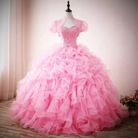 ball gown quinceanera dresses 2019 robe de bal vestidos de 15 anos floor length ruffles lace sweet 16 prom dresses with jacket