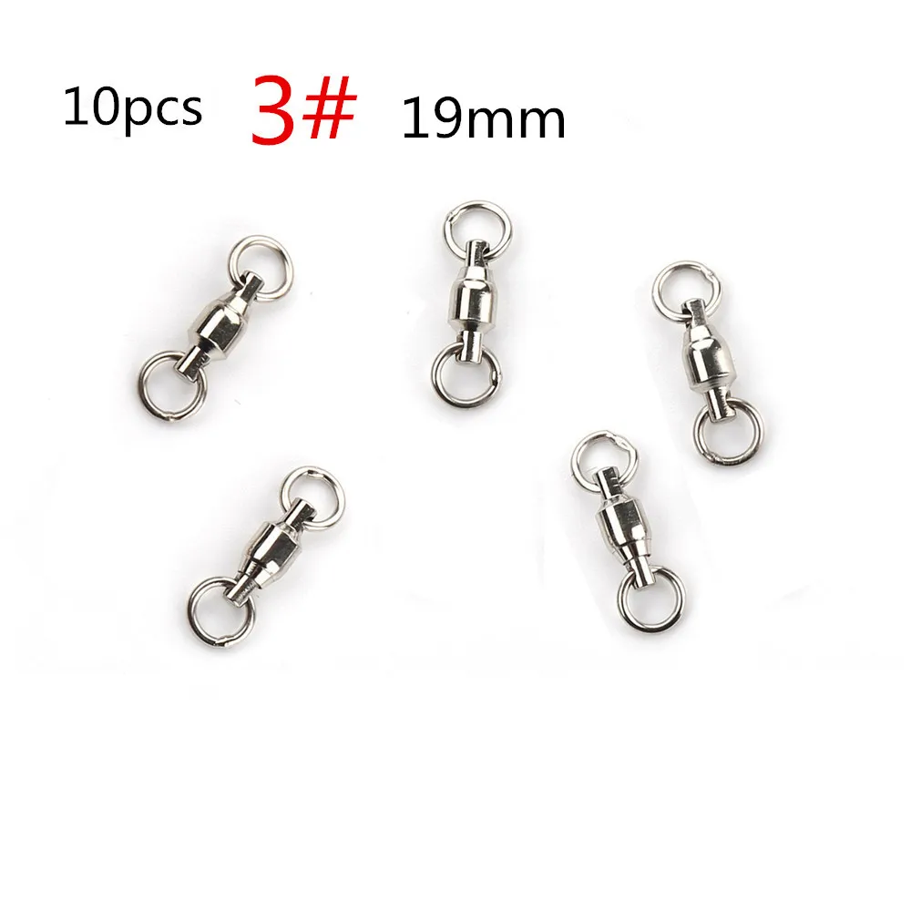10pcs Size 3 JOSHNESE 10 шт/20 штук Размеры 0/1/2/4/6/7/8# Нержавеющая сталь рыболовный крючок шарикового поворотного подшипника с твердых серебряное кольцо разъем рыболовный крючок - Цвет: 10pcs Size 3