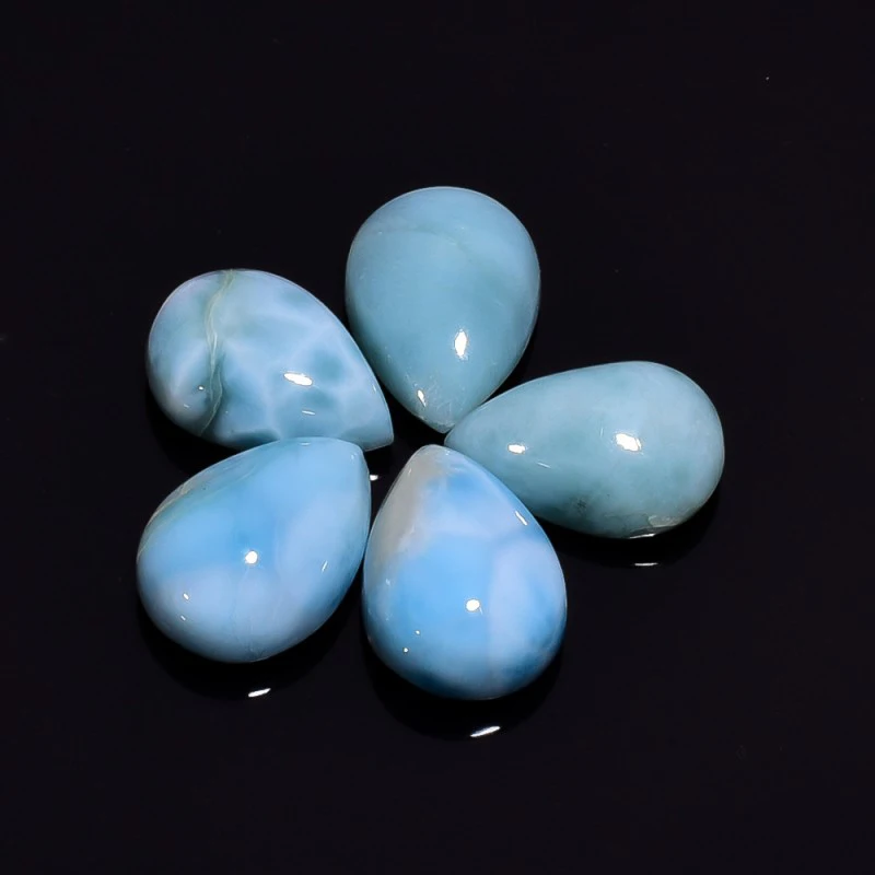 4.3ct 10x14mm Natural Larimar Pear Cabochon For Jewelry Making Loose Gemstone Nice