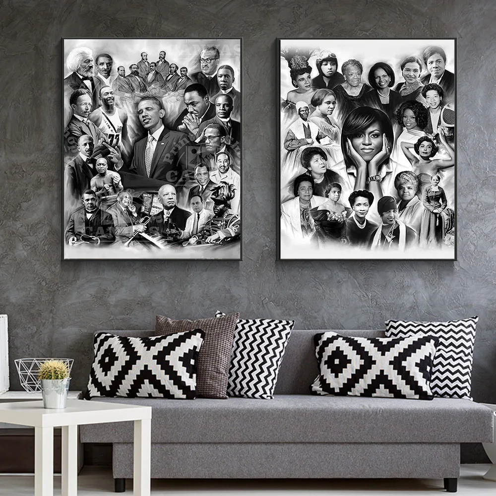 Известная черная история афро-американские мужские женские принты лидеров