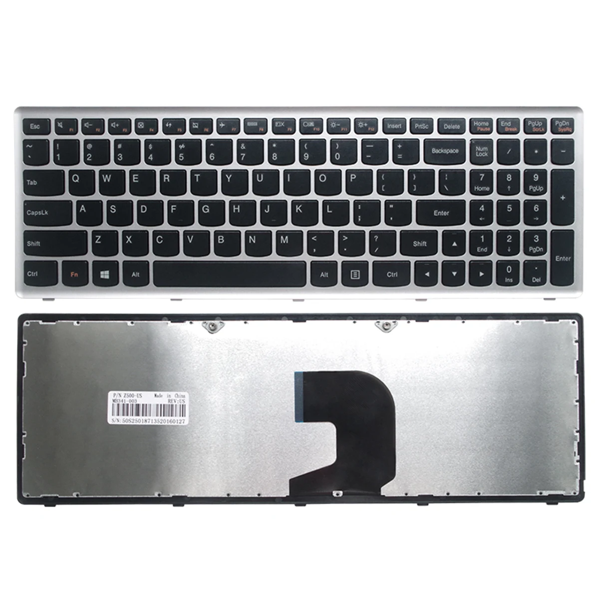 

NEW for IBM Lenovo P500 P500A Z500 Z500A,Z500 Touch laptop US Keyboard 25206417 Silver frame