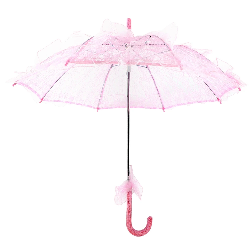 

Bridal Lace Cotton Umbrella for Wedding Parties Dancing Photography Prop (Pink)