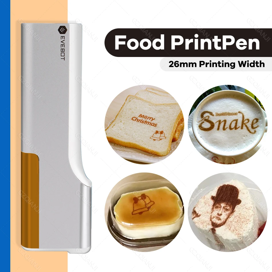 Портативный мини-принтер Evebot Printpen Coffee Food тату-клейкий слой фиксированный цветной