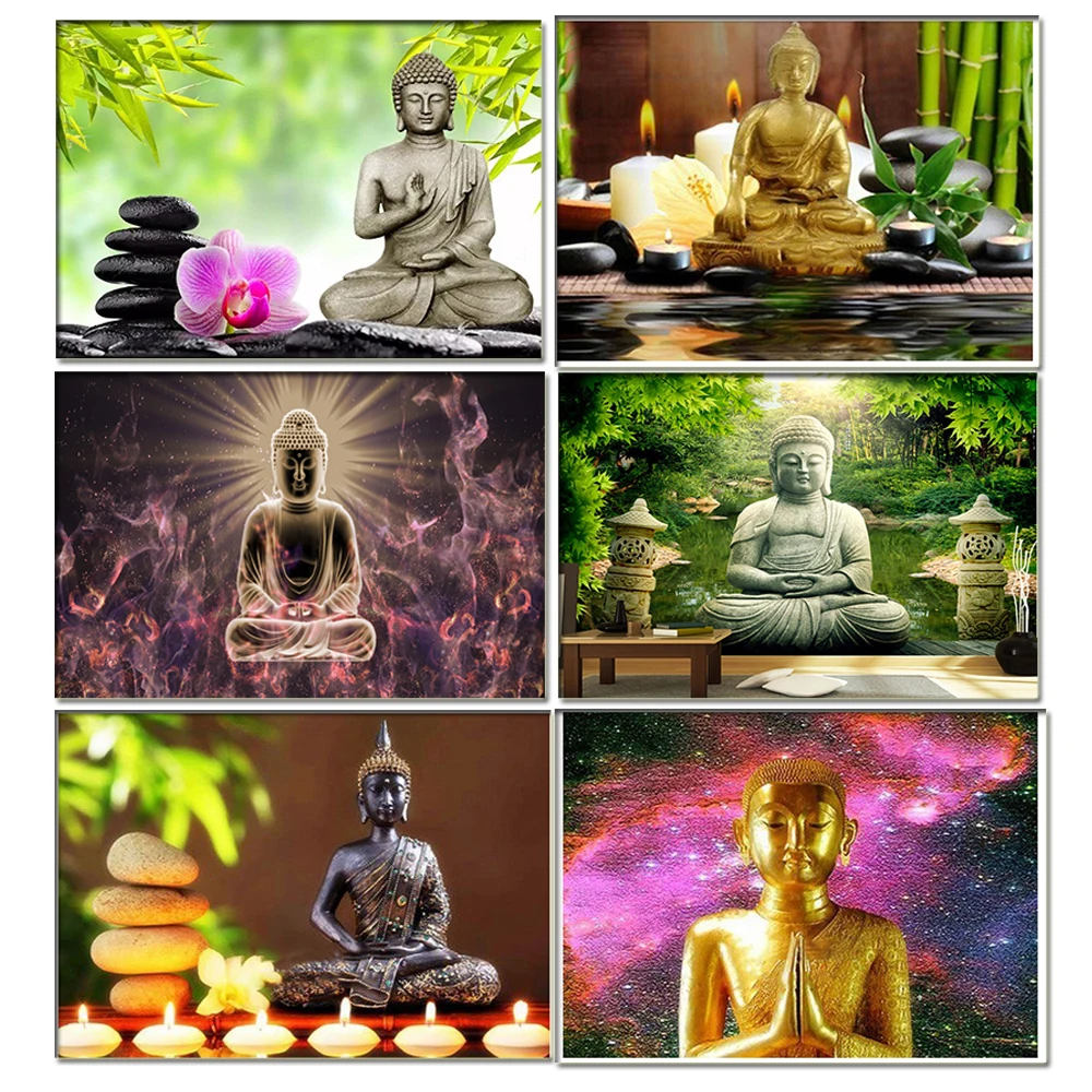 Алмазная вышивка голова Будды 5D сделай сам алмазная живопись Круглый Алмазный