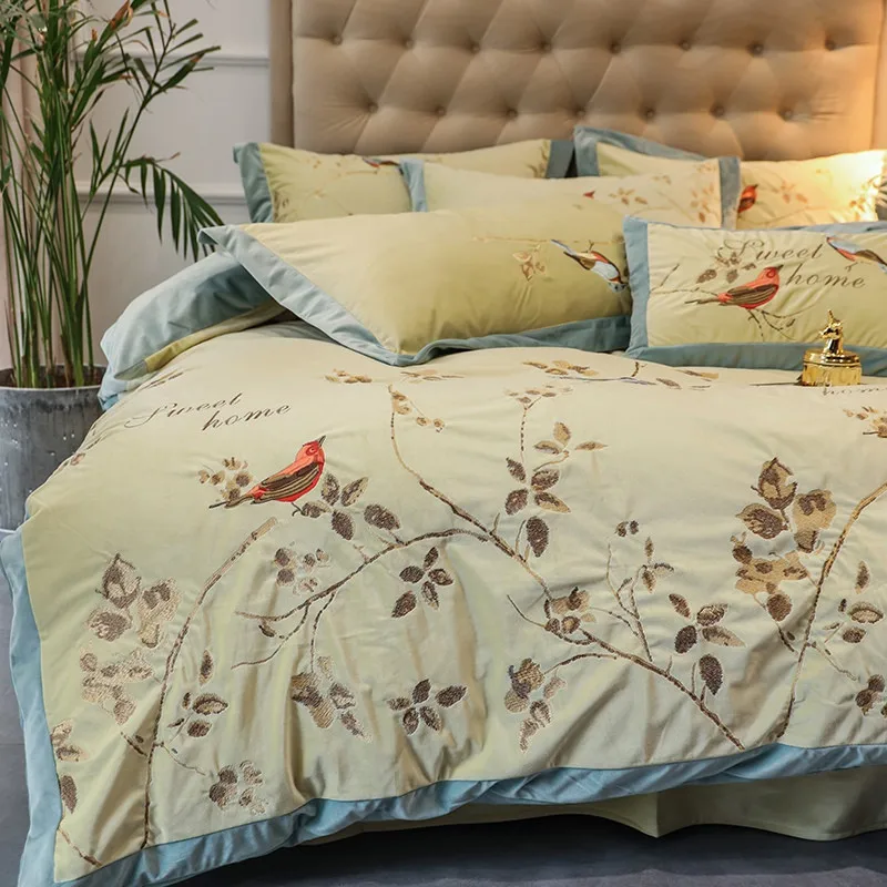 Желтый комплект постельного белья бархатное постельное белье простыня набор