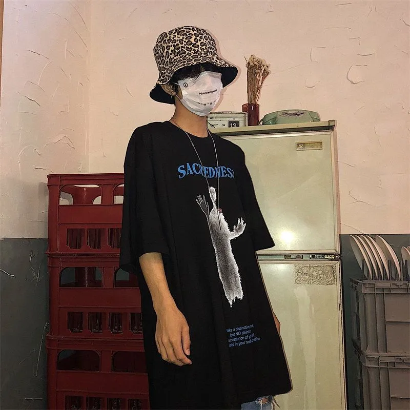 Новинка свободная Японская уличная одежда Bf черного и белого цвета для мужчин