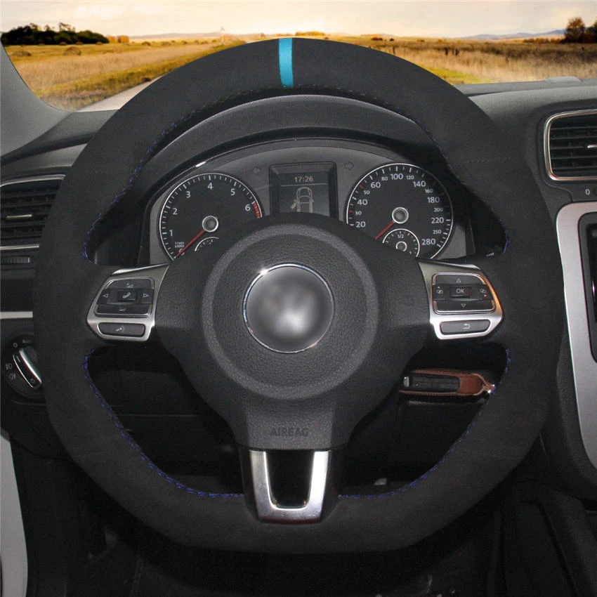 Чехол на руль MEWANT из черной замши для Volkswagen Golf 6 GTI MK6 VW Polo Scirocco R Passat CC Line 2010