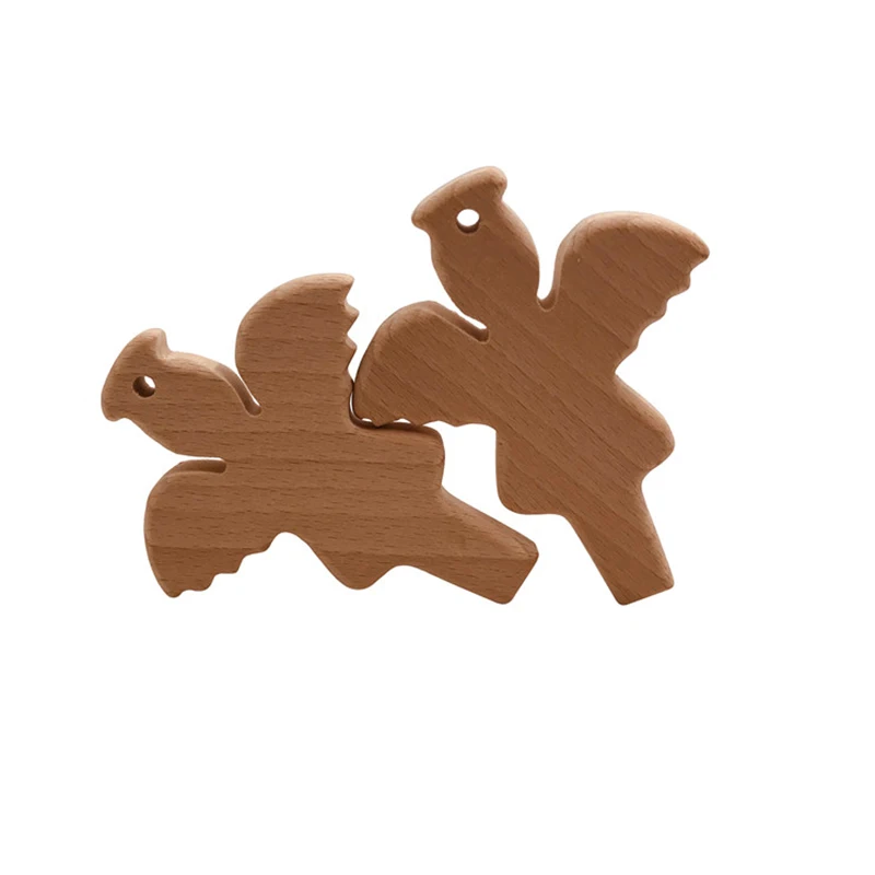 Coskiss-mordedor de &Aacute;ngel de madera de haya, producto org&aacute;nico, personalizado, colgante, respetuoso con el medio ambiente, seguro, para dentici&oacute;n de beb&eacute;, juguetes para masticar-1