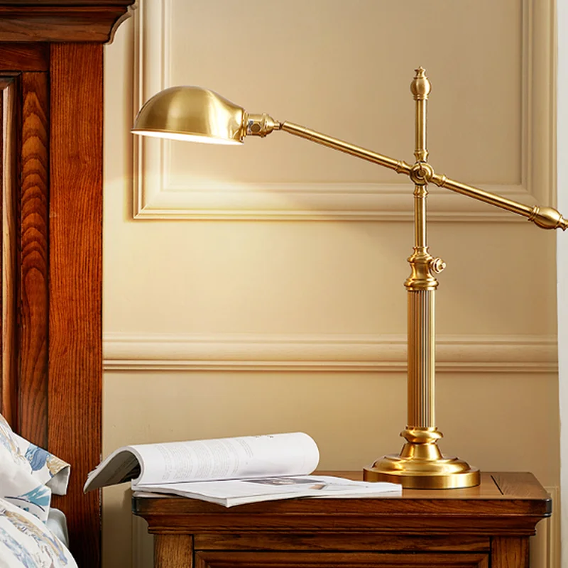Американская Роскошная Медная настольная лампа с золотым блеском E27 простые