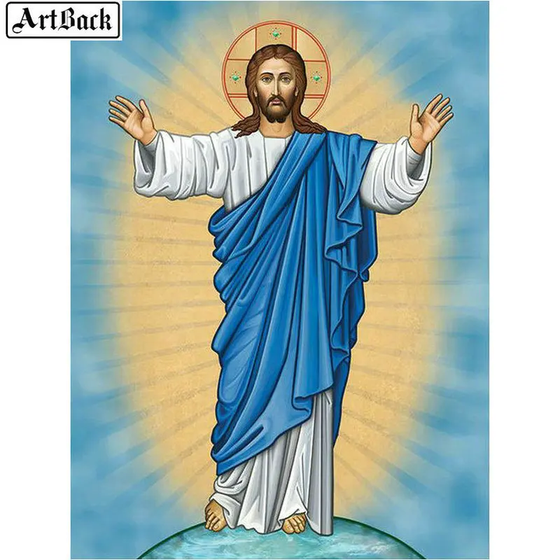 Полностью квадратная Алмазная вышивка с изображением Иисуса diy 5d алмазная